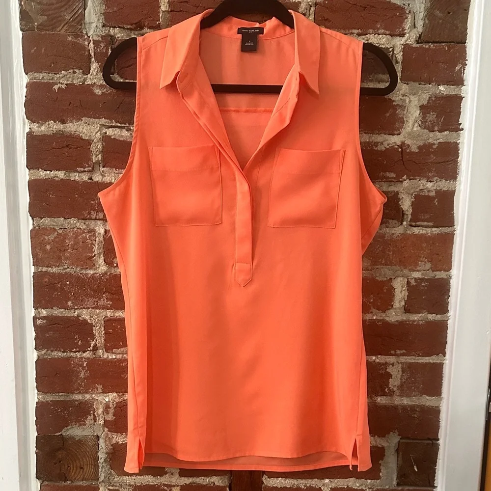 Ann Taylor Sleeveless Orange Top - Size Small - Picture 1 of 5